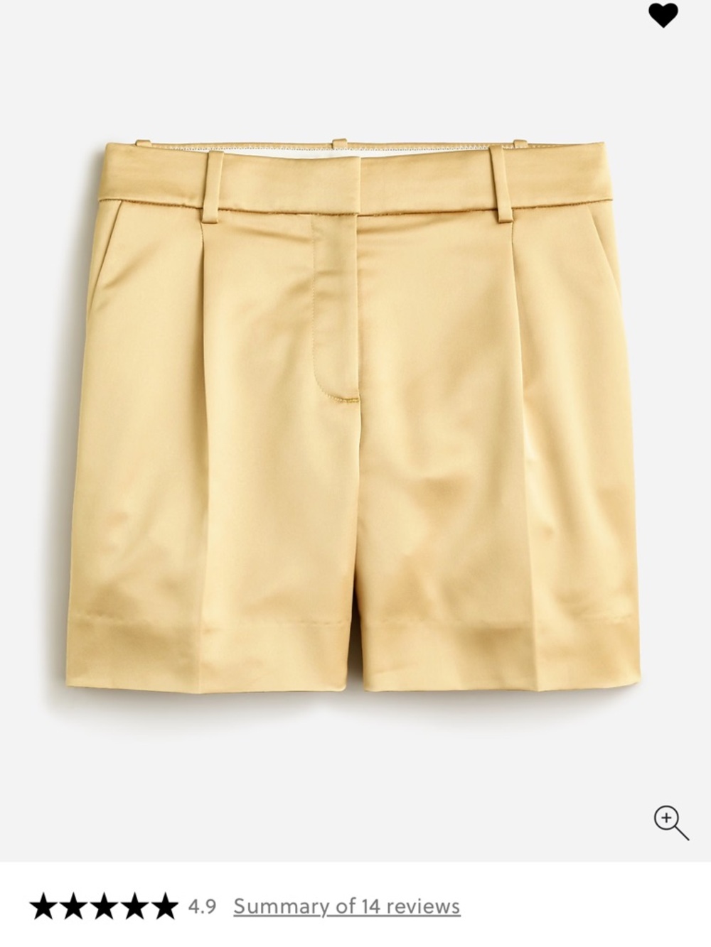 J. Crew Gold satin High-Rise Pleated Shorts
